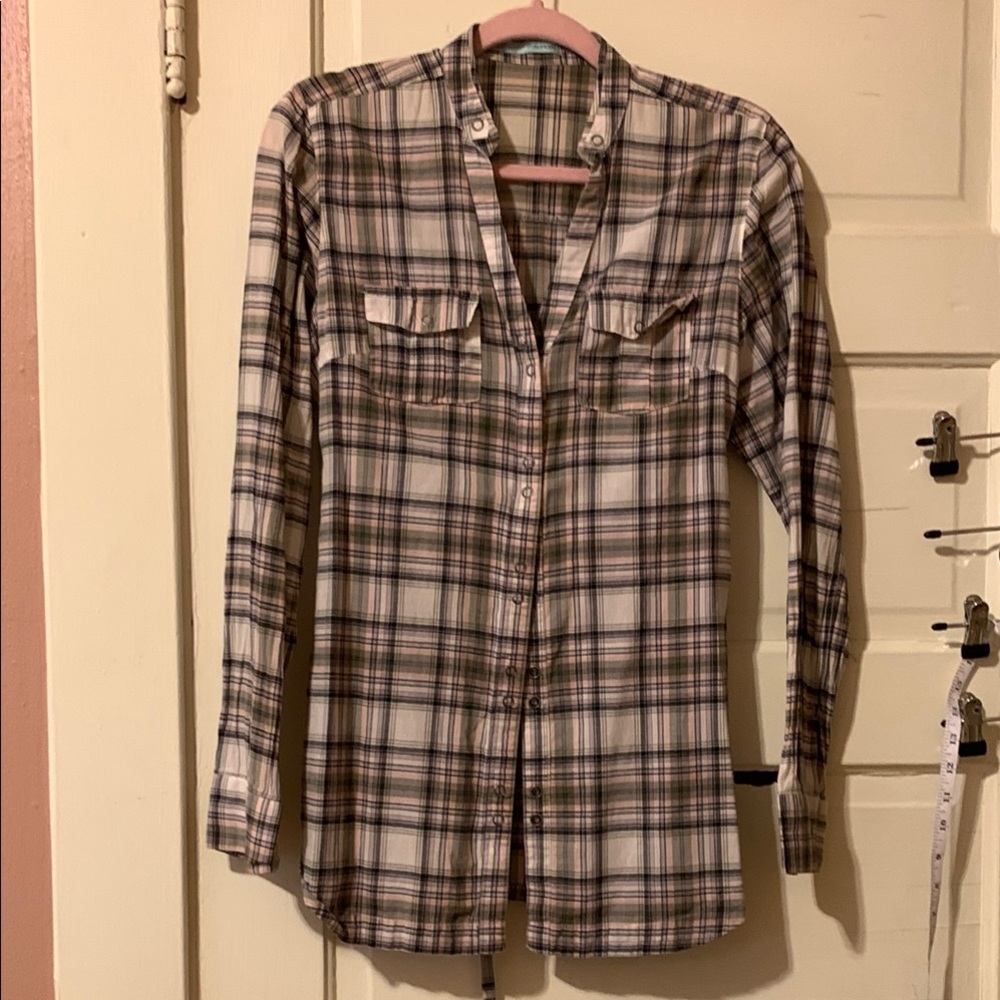 Maurices Plaid Snap Up Blouse